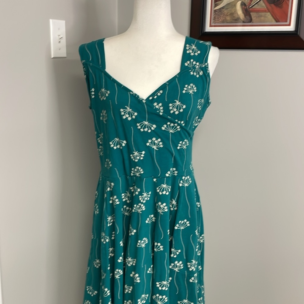 Effie's Heart Sleeveless Knee Length Dandelion Green Dress Size XL Knit Stretch - Picture 2 of 7